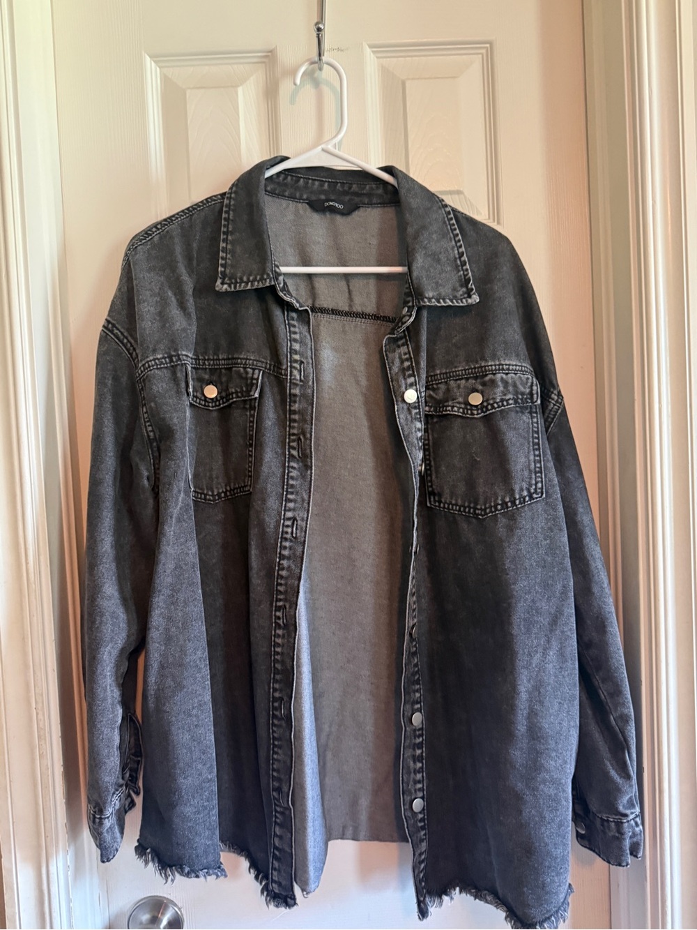 Women's Black Washed Denim Jacket - Casual Oversized Jean Jacket